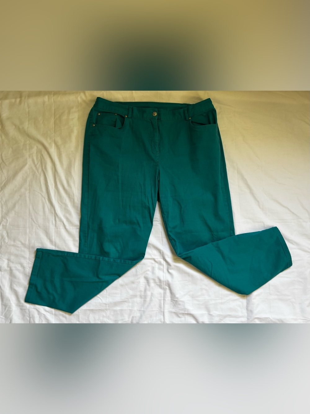 Ruby Rd Women’s Elastic Waist Chino in Turquoise Waters Sz 16W